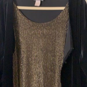 Blouse, black, and gold one-piece top.